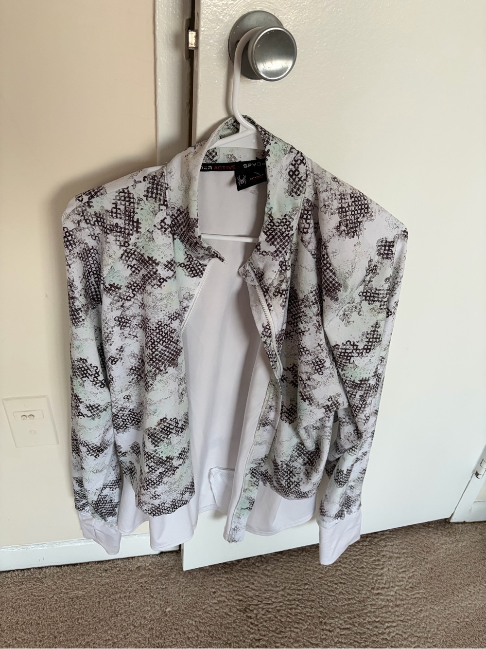 Active Print Lightweight Women's Bomber Jacket - White/Mint